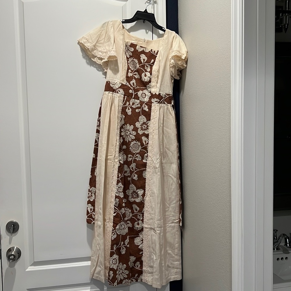 Mr “B” of California vintage tan brown 60’s lace boho dress